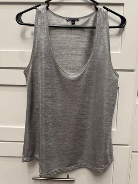 Stella & Dot Silver Metallic Scoop Neck Tank SZ XS